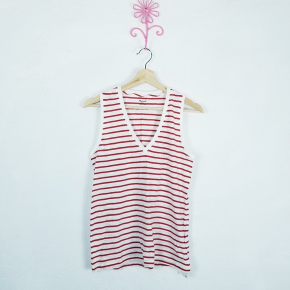 Madewell Tops - Madewell V neck stripe summer top new Small